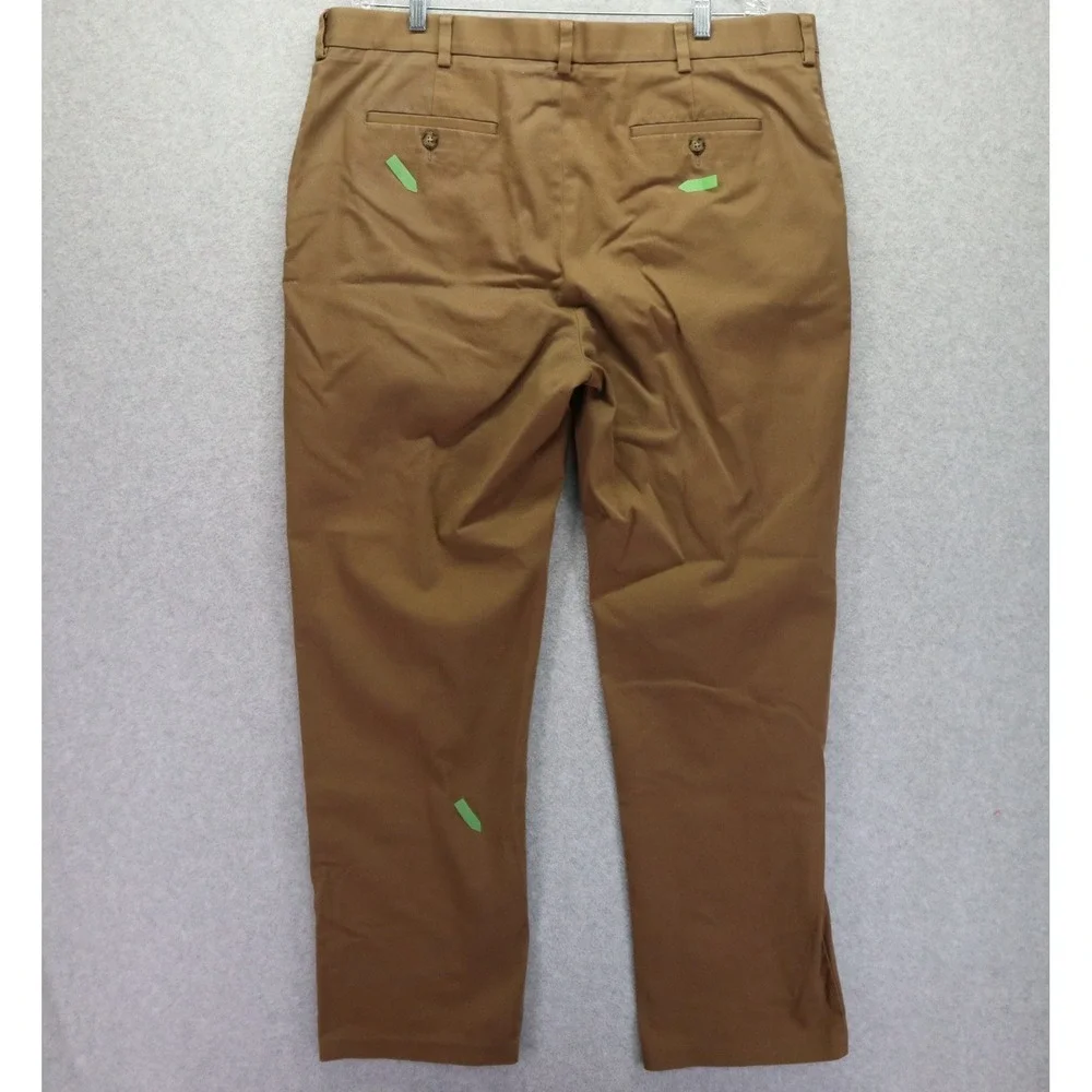 Roundtree & Yorke Pants Mens 40x34 TravelSmart Core Comfort Waistband Flex Khaki